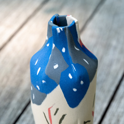 Gefaltete Vase, Blau & Fichte