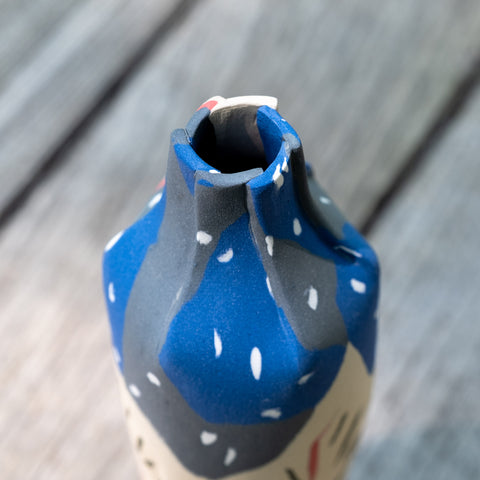 Folded Vase, Blue & Spruce