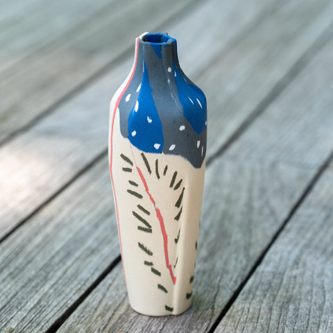 Folded Vase, Blue & Spruce