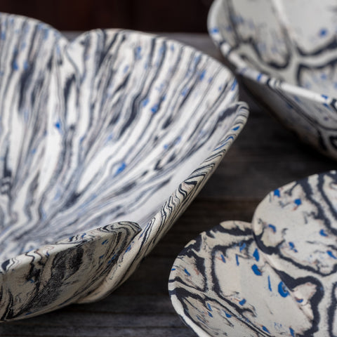 Floral Bowl, Blue & Black