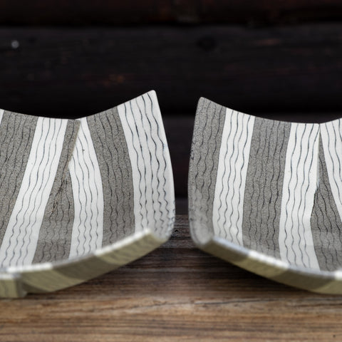 Folded Bowl, Grey Stripe