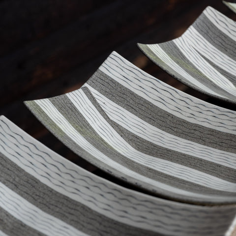 Folded Bowl, Grey Stripe