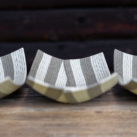 Folded Bowl, Grey Stripe