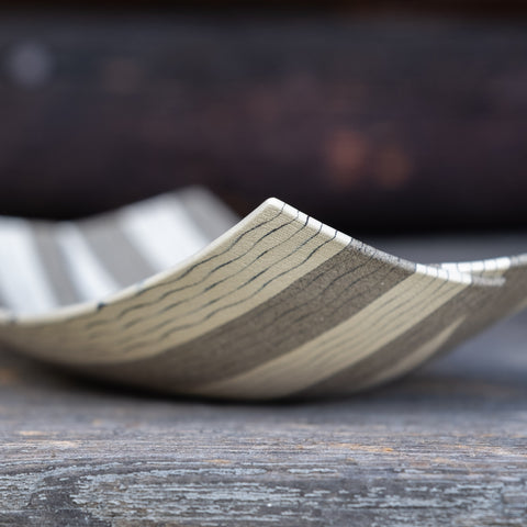 Folded Bowl, Grey Stripe