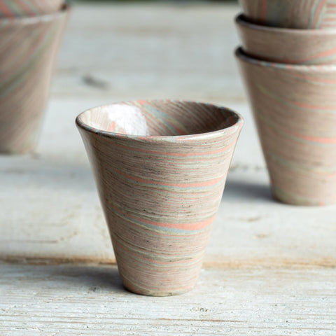 Espresso Cup, Coral, Green & Blue