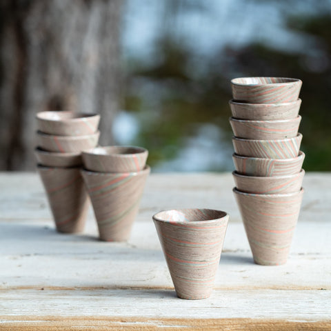 Espresso Cup, Coral, Green & Blue